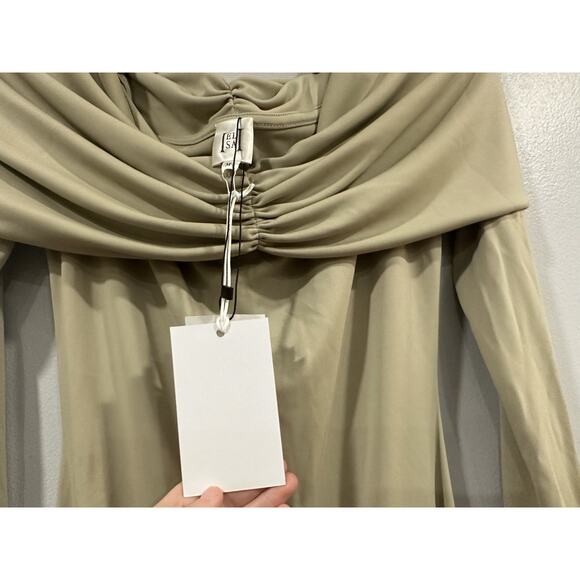 Helsa Matte Jersey Off Shoulder Maxi Dress Medium M Elm NEW - Picture 5 of 9